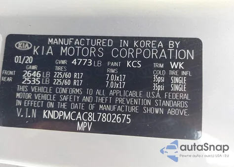 2020 Kia Sportage Lx из США, поврежденный, VIN KNDPMCAC8L7802675